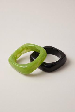 GREEN & BLACK ACETATE BANGLES