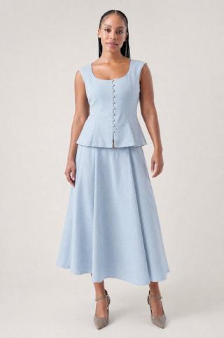 A-LINE SKIRT WITH BELT BABY BLUE