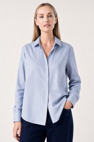 POPLIN BLUE STRIPE SHIRT