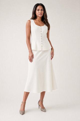 A-LINE SKIRT WITH BELT WHITE