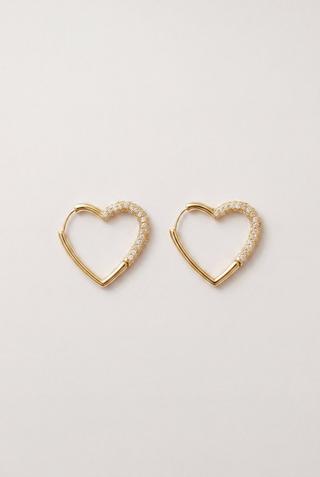DIAMANTE HEART HOOP EARRINGS