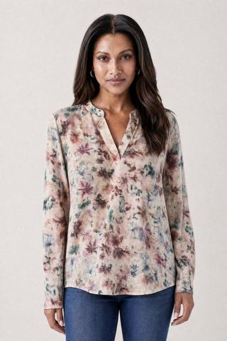 HENLEY PINK & BLUE FLORAL LONG SLEEVE TOP