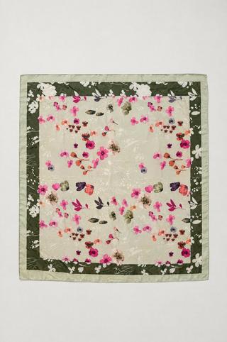 SATIN SCARF FLORAL PINK
