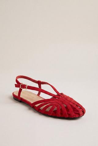 RED CAGED SLINGBACK SANDAL