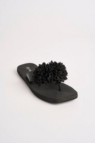 FLOWER TRIM THONG SANDALS