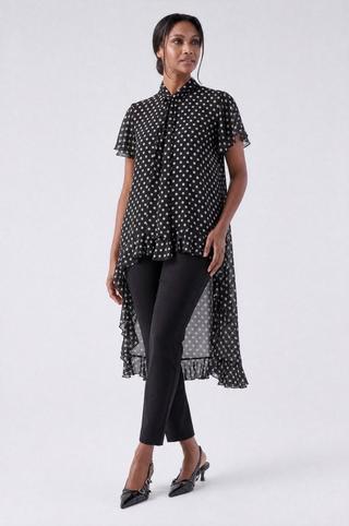LONGER LENGTH CHIFFON RUFFLE TOP