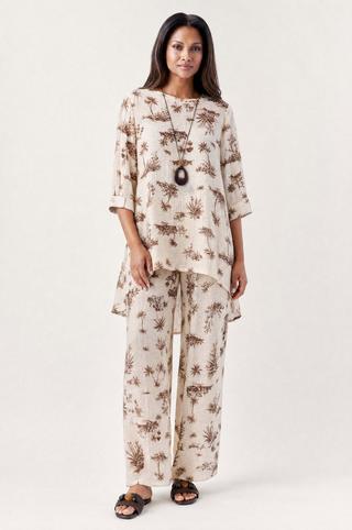 PALM PRINT STRAIGHT LEG PANTS