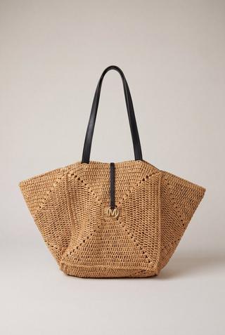 WOVEN STRAW SHOPPER TOTE