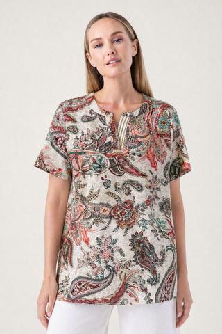 PAISLEY PRINT HENLEY TOP