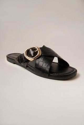 CRISS CROSS MULE BLACK