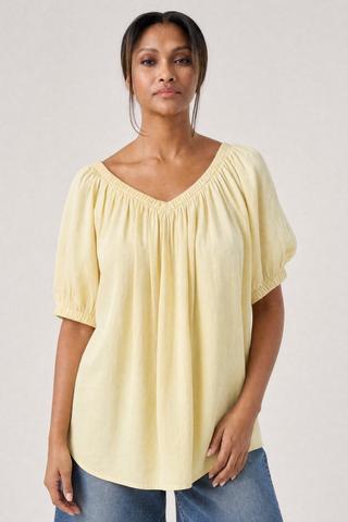 PEASANT TOP LEMON YELLOW