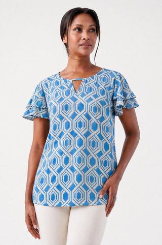 GEO PRINT KNIT TOP