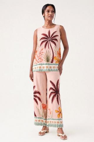 WIDELEG PANTS PALM PRINT