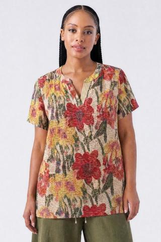 FLORAL HENLEY TOP
