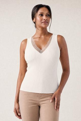 KNIT TANK WHITE LACE