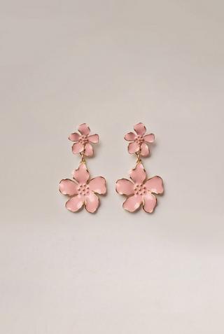PINK FLORAL DROP EARRINGS