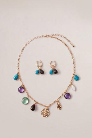 MULTI STONE NECKLACE SET