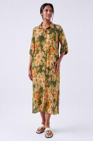 FLORAL PRINT SHIRT DRESS