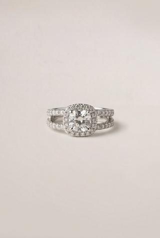 SILVER CUSHION CUT DIAMANTE RING