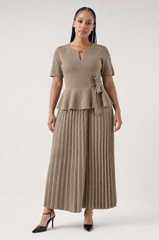 PEPLUM FIT AND FLARE DRESS