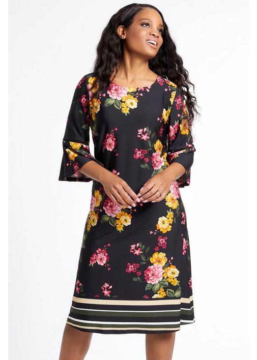 Black floral shift sales dress