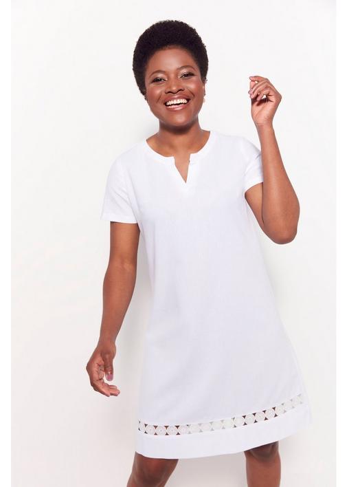 Linen shift store dress with sleeves