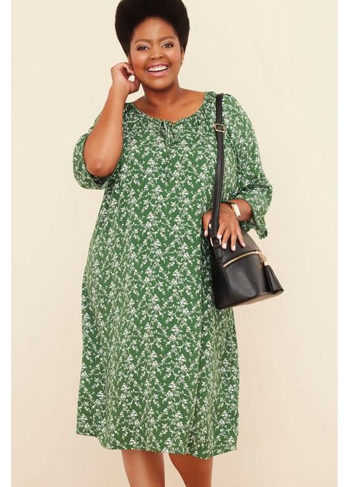 PRINTED PEASANT DRESS