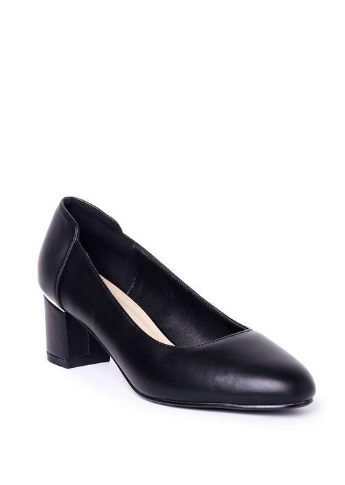 Miladys Black Leather Court Shoes, black : : Fashion