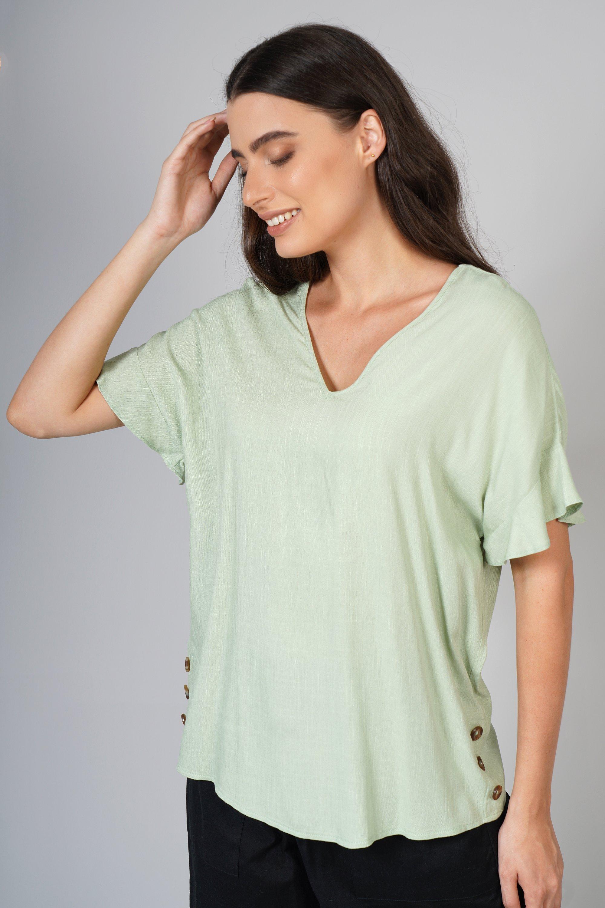VNeck Button Back Top