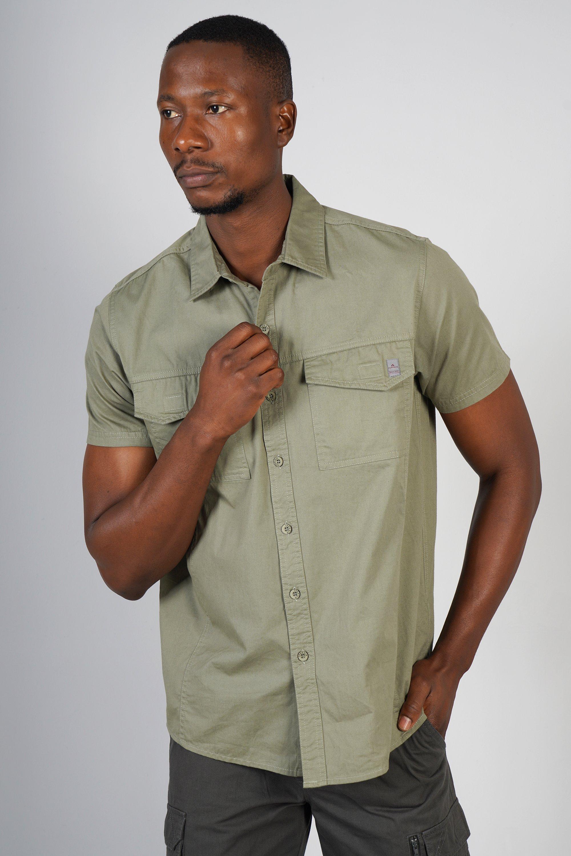 Button up shirt hot sale with khaki shorts