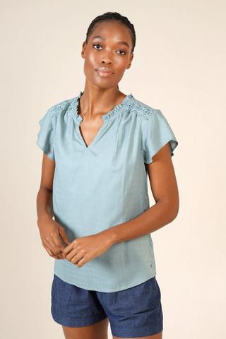 Split Neckline Blouse