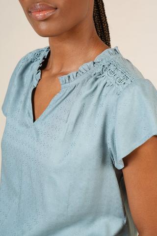Split Neckline Blouse