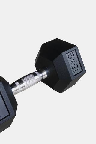 15kg Rubber Hexagon Dumbbell