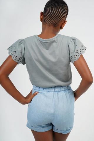 Chambray Paperbag Shorts
