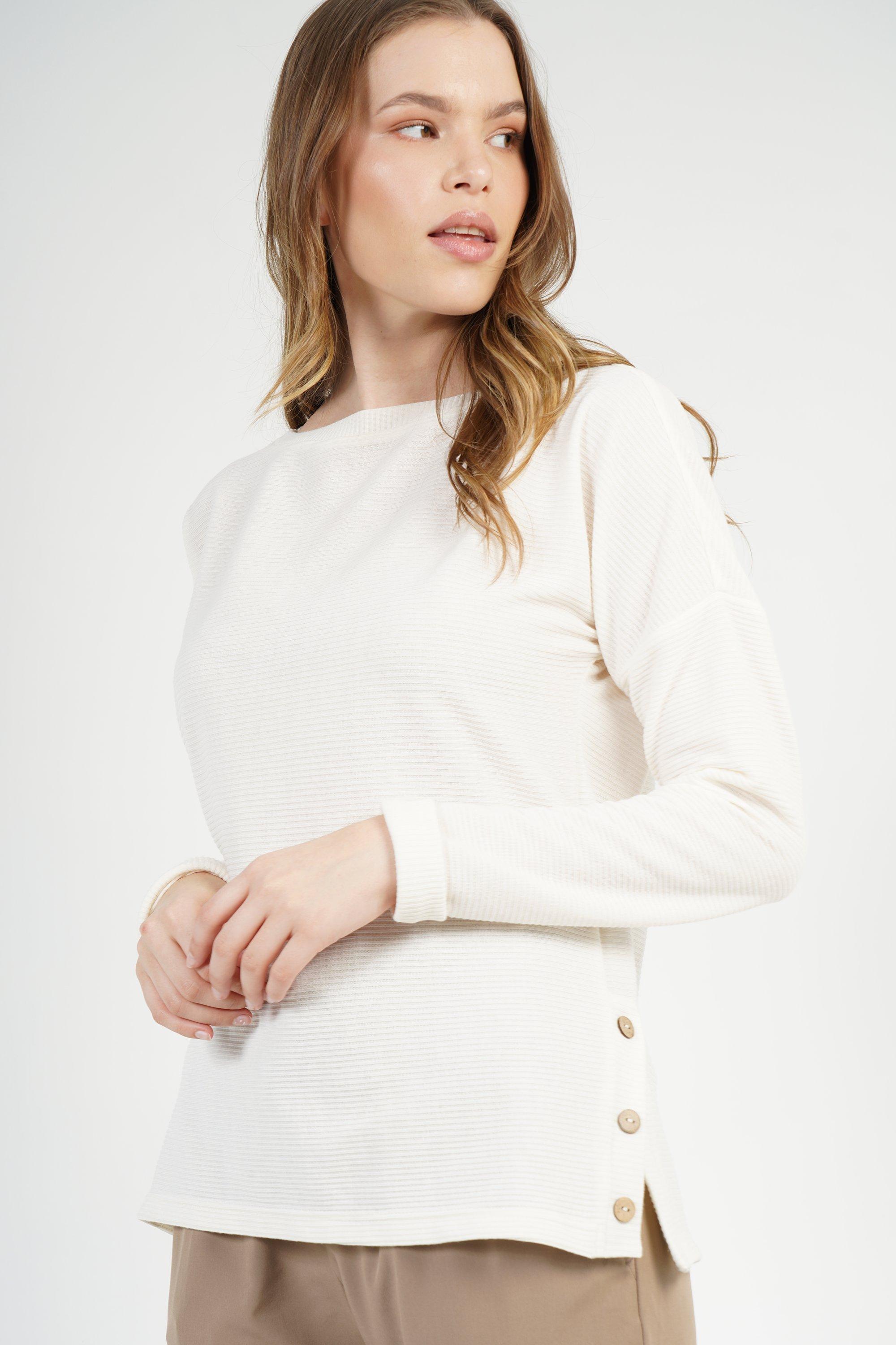 Texture Rounded Hem Ribbed Knit Pullover | S-XL main image 1