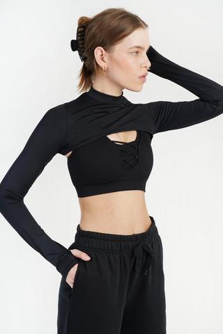 Technical Cropped Long Sleeve T-shirt