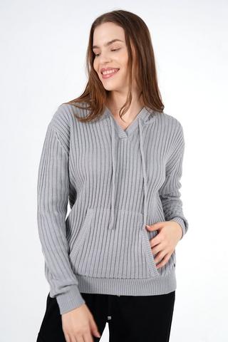 Knit Hooded Pullover