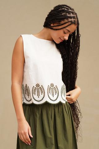 Embroidered Sleeveless Top