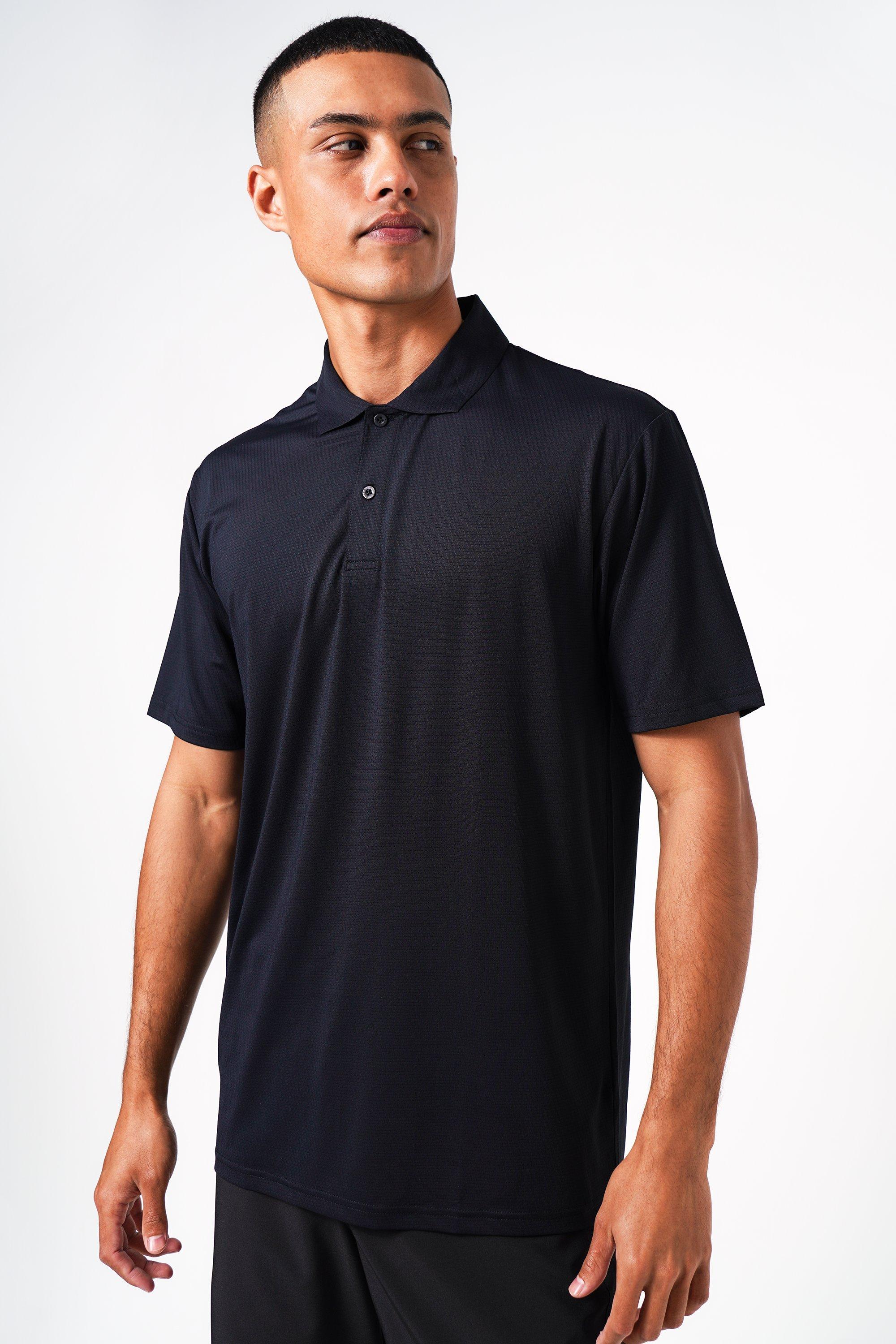 Textured Short Sleeve Golfer Dark Grey
