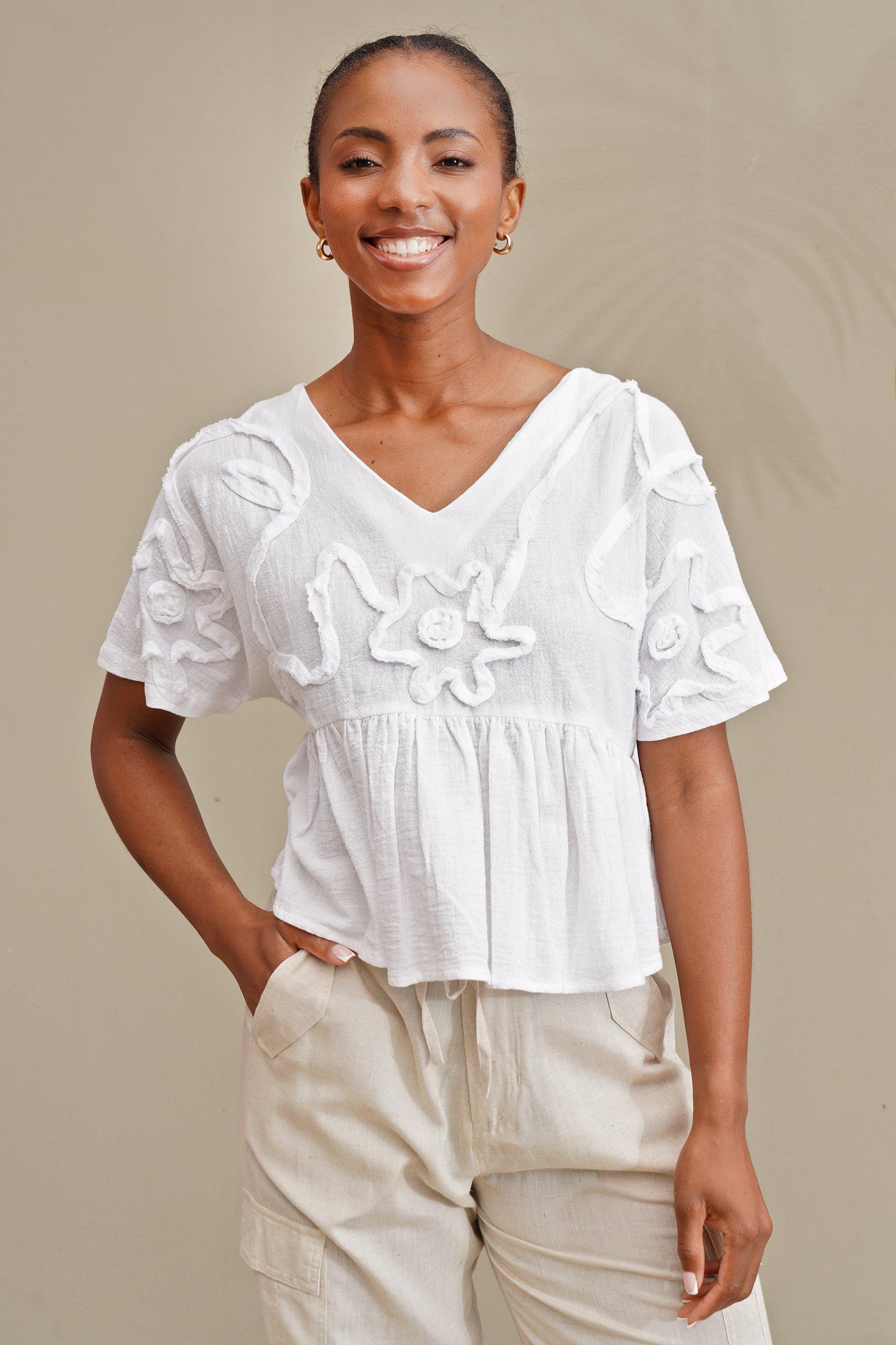 Cotton-Blend Loose-Fit Blouse main image 1