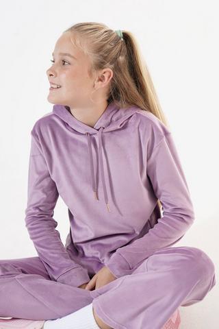 Velour Hooded Pullover