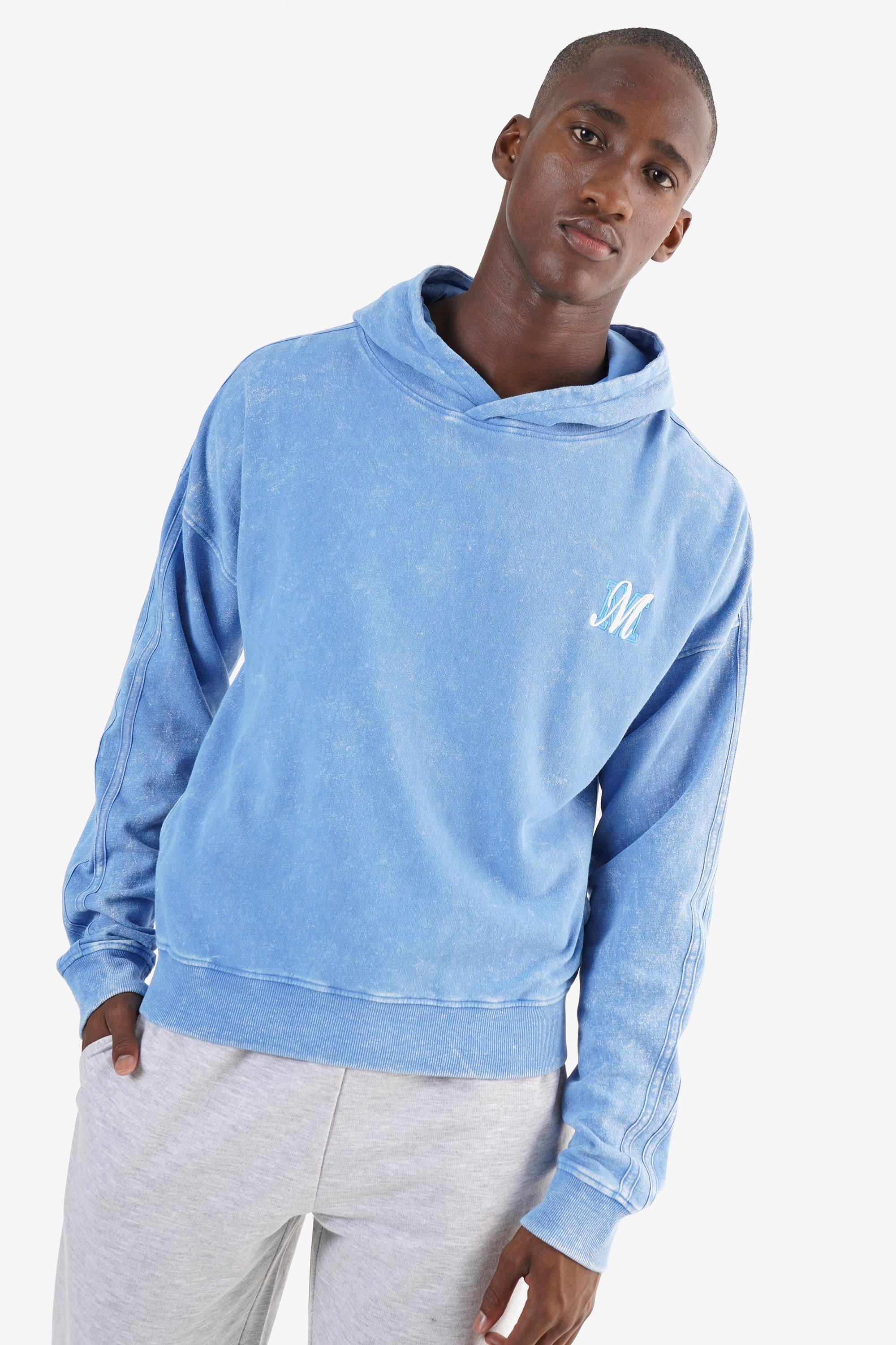 Acid Wash Hooded Pullover