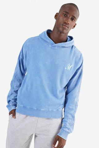 Acid Wash Hooded Pullover