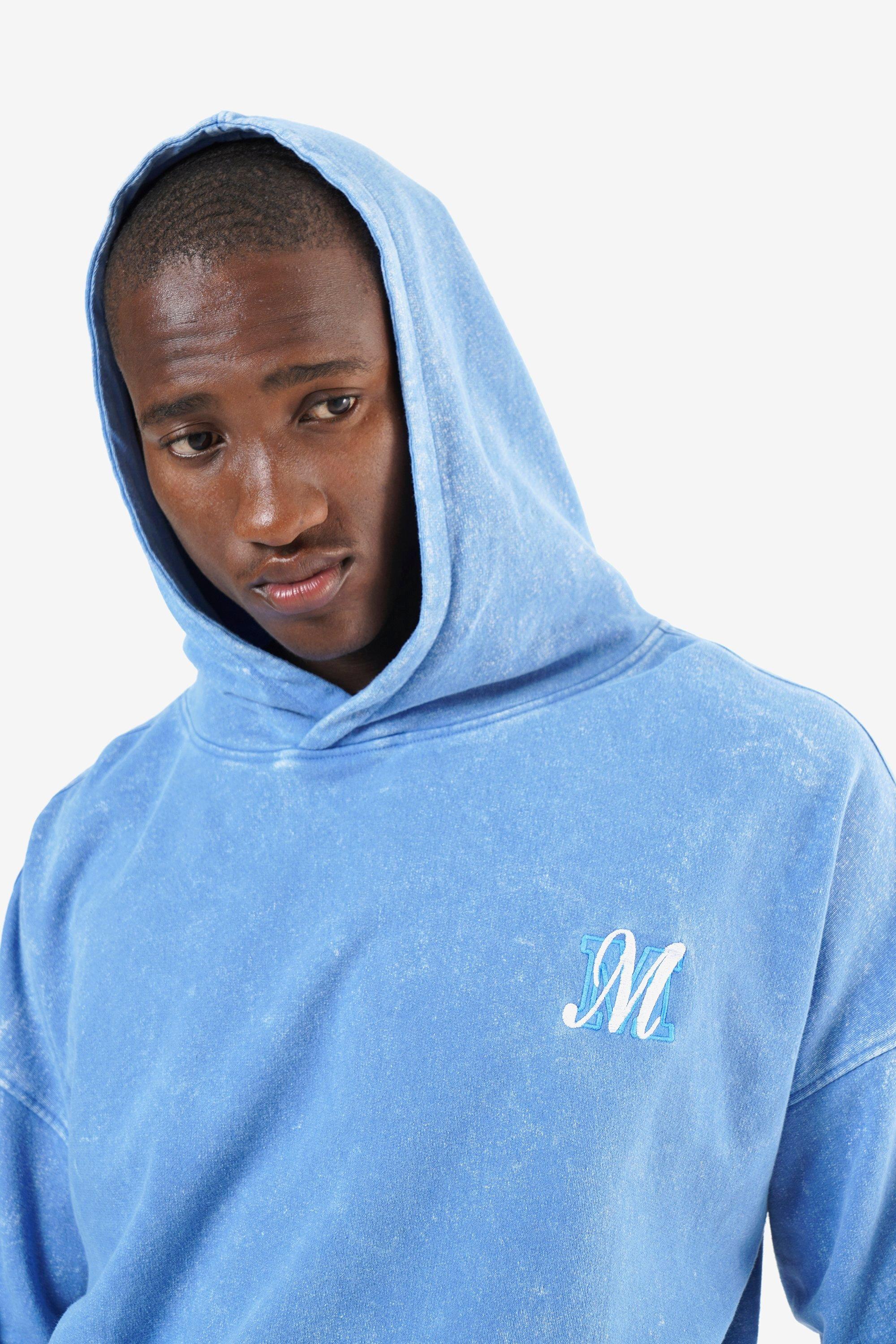 Acid Wash Hooded Pullover