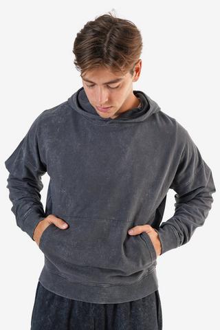 Acid Wash Fleece Hooded Pullover