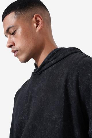 Acid Wash Hooded Pullover