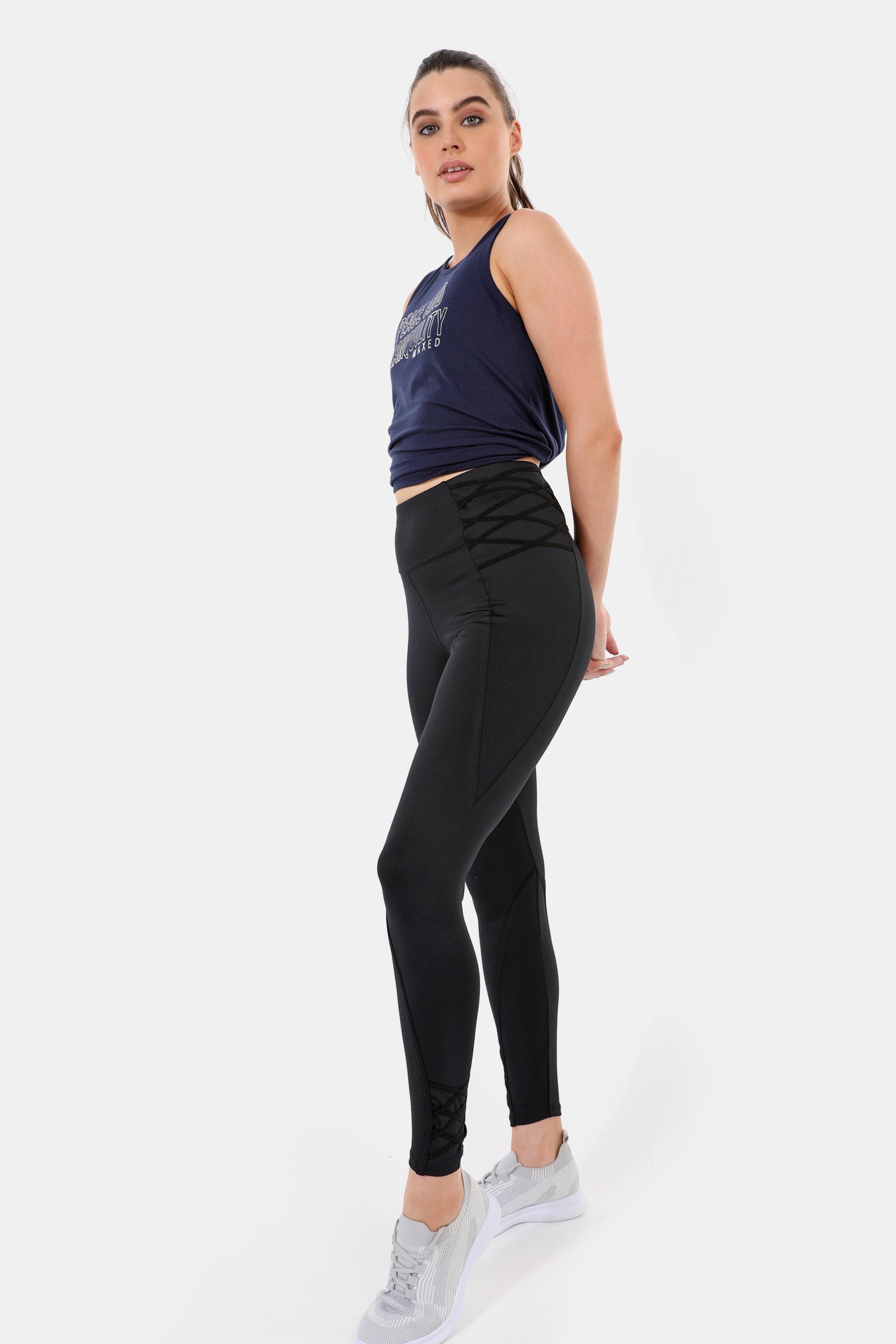 Plus Size High-Rise Solid Ribbed Knit Leggings With Pockets, 60% OFF