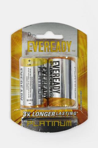 2-pack Eveready Platinum Battery - D
