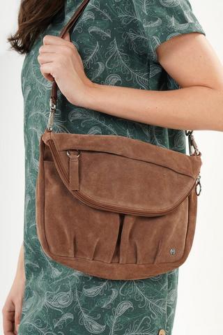 Suede Foldover Bag