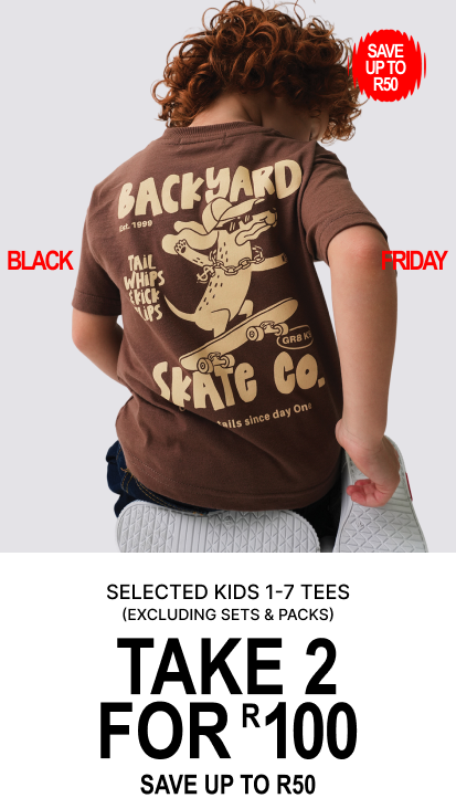 Selected kids 1-7 tees take 2 for R100